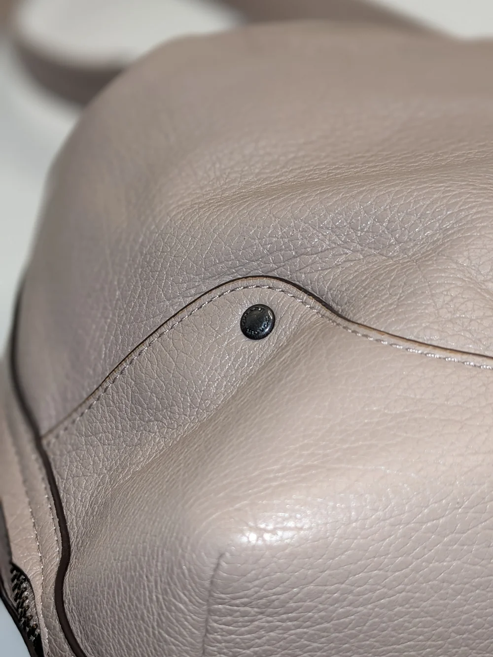 Coach Pebbled Leather Drawstring Bucket Shoulder Bag – Taupe